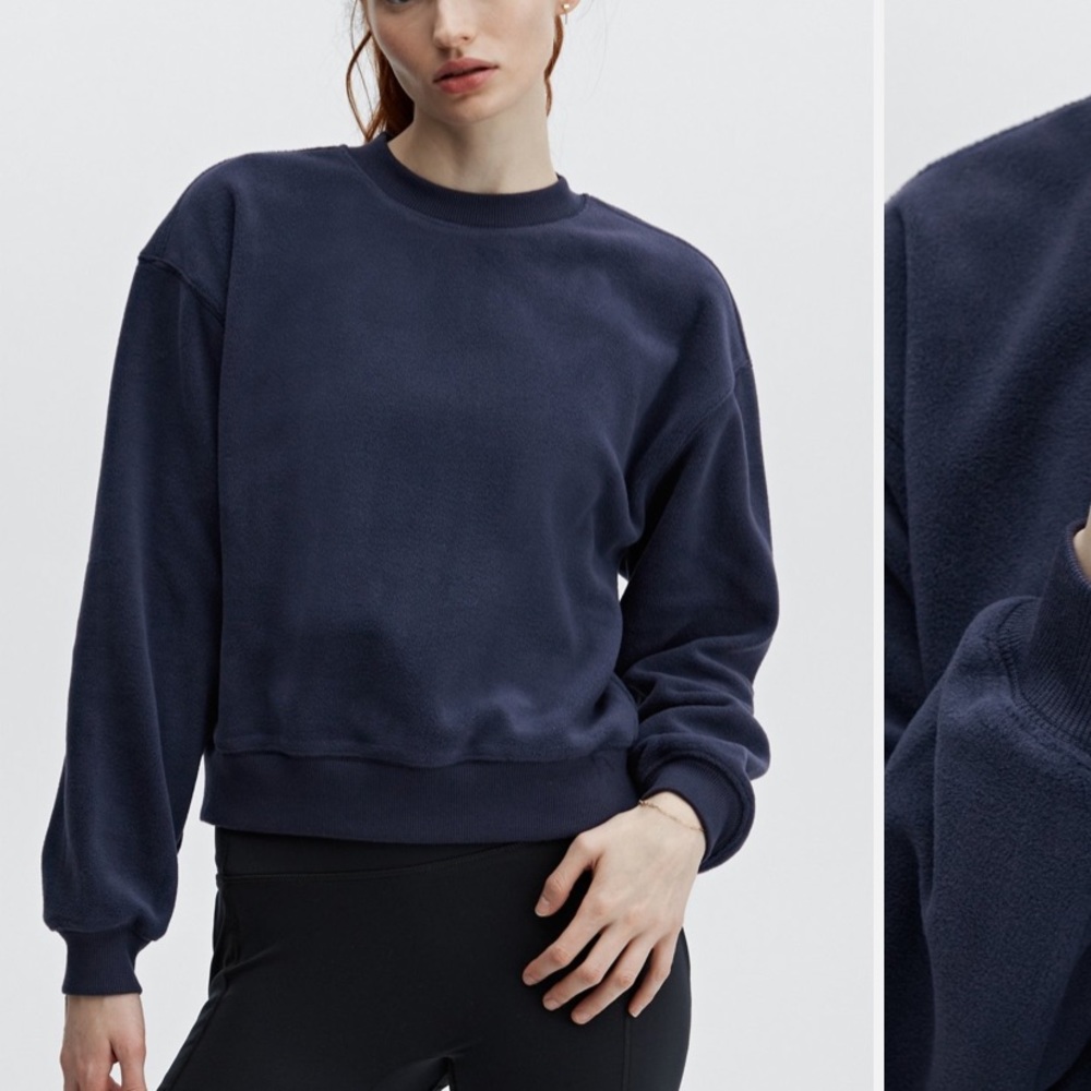 Fabletics rayne navy polar fleece crewneck